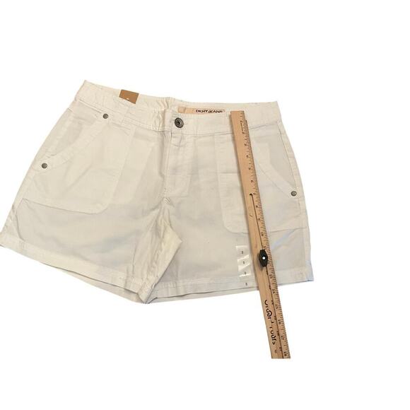 DKNY Mid Rise Linen Chino Shorts Pouch Pockets Stretch White Womens Size 8 NEW - Picture 5 of 6